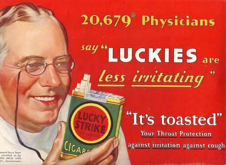 Pubblicità Lucky Strike anni 20