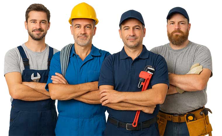 4 tipici artigiani in posa professionale