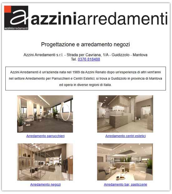 Il sito di Azzini - Arredamenti per parrucchieri - Guidizzolo (Mantova)