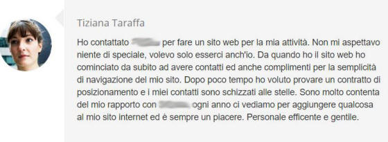 web agency e testimonianze fasulle